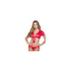 Top court rouge wetlook avec noeud de cravate 